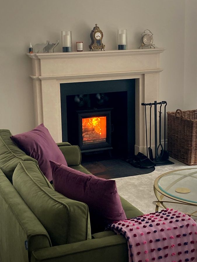 EmberCraft installation in Kent with a stone surround and hearth