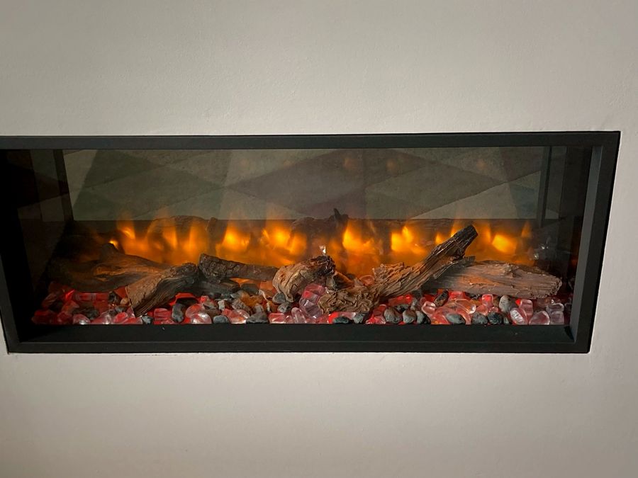 Close-up of a living-flame fire installed by EmberCraft in Kent